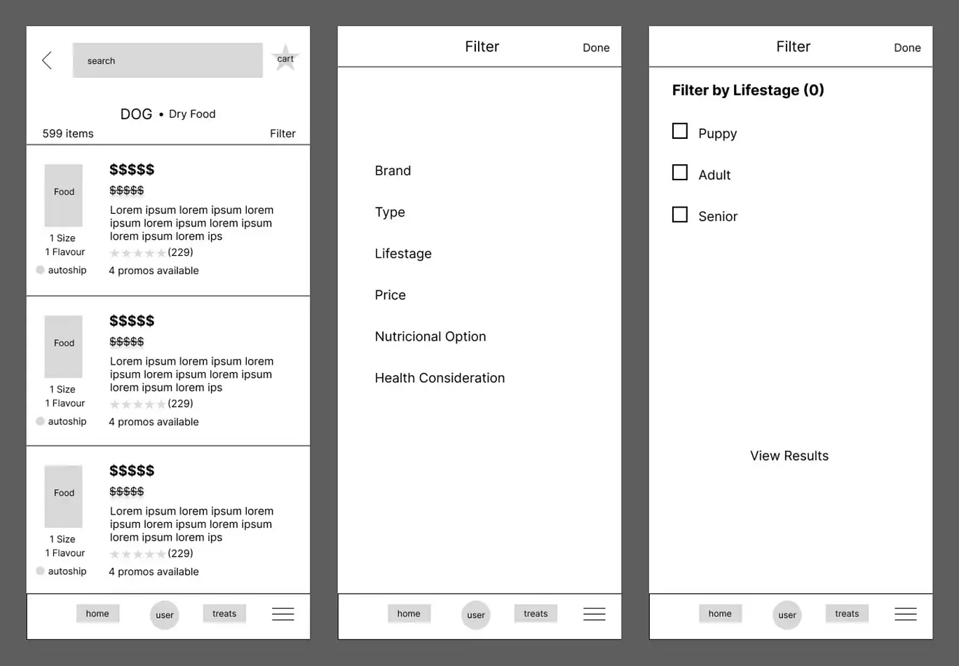 medium prototype: Product page with filters